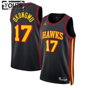 Dres Atlanta Hawks Onyeka Okongwu 17 Jordan 2022-23 Statement Edition Crno Swingman - Dječji